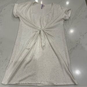 Alya Ivory T-Shirt Mini Dress w/ Tie